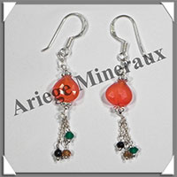 CORNALINE - Boucles d'Oreilles Argent - Fantaisie - Hameon - 40x8 mm - W014