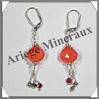 CORNALINE - Boucles d'Oreilles Argent - Fantaisie - Dormeuse Ferme - 35x10 mm - W015