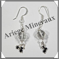 CRISTAL de ROCHE - Boucles d'Oreilles Argent - Fantaisie - Hameon - 35x10 mm - W001