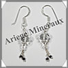 CRISTAL de ROCHE - Boucles d'Oreilles Argent - Fantaisie - Hameon - 35x8 mm - W002 Brsil