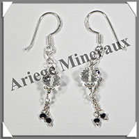 CRISTAL de ROCHE - Boucles d'Oreilles Argent - Fantaisie - Hameon - 35x8 mm - W002
