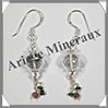 CRISTAL de ROCHE - Boucles d'Oreilles Argent - Fantaisie - Hameon - 35x10 mm - W004 Brsil
