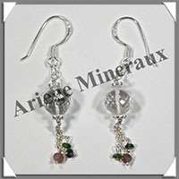 CRISTAL de ROCHE - Boucles d'Oreilles Argent - Fantaisie - Hameon - 35x10 mm - W004