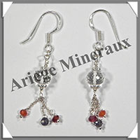 CRISTAL de ROCHE - Boucles d'Oreilles Argent - Fantaisie - Hameon - 35x7 mm - W005