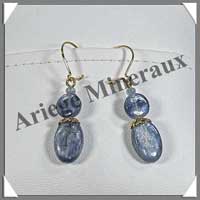CYANITE - Boucles d'Oreilles Composes - Disque 6 mm et Ovale 8x12 mm - 35 mm - C002