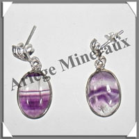 FLUORITE - Boucles d'Oreilles Argent - Ovale - Clou - 18x10 mm - W001