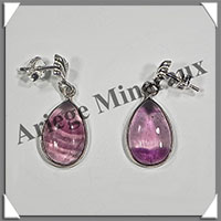 FLUORITE - Boucles d'Oreilles Argent - Ovale - Clou - 15x10 mm - W002