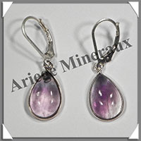 FLUORITE - Boucles d'Oreilles Argent - Goutte - Dormeuse Ferme - 15x10 mm - W005