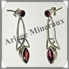 GRENAT - Boucles d'Oreilles Argent - 2 Cabochons Facets (2 Etages) - Clou - 35 mm - P004 Brsil