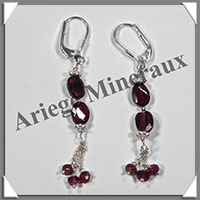 GRENAT - Boucles d'Oreilles Argent - Fantaisie - Dormeuse Ferme - 40x5 mm - W001