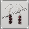 GRENAT - Boucles d'Oreilles Argent - 3 Hexagones Facets - Hameon - 30x7 mm - W002 Brsil