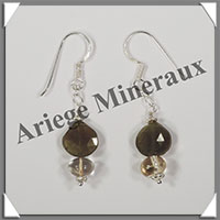 JADE + CITRINE - Boucles d'Oreilles Argent - Fantaisie - Hameon - 30x11 mm - W001