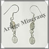 LABRADORITE - Boucles d'Oreilles Argent - 2 Cabochons (2 Etages) - Hameon - 25 mm - P002 Madagascar