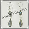 LABRADORITE - Boucles d'Oreilles Argent - 2 Cabochons (2 Etages) - Hameon - 35 mm - P006 Madagascar