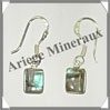 LABRADORITE - Boucles d'Oreilles Argent - Rectangle - Hameon - 15x10 mm - P007 Madagascar