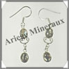 LABRADORITE - Boucles d'Oreilles Argent - 2 Cabochons (2 Etages) - Hameon - 30 mm - P009 Madagascar