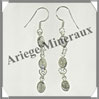 LABRADORITE - Boucles d'Oreilles Argent - 3 Cabochons (3 Etages) - Hameon - 40 mm - P010 Madagascar