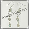 LABRADORITE - Boucles d'Oreilles Argent - 3 Cabochons (3 Etages) - Hameon - 50 mm - P011 Madagascar
