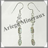 LABRADORITE - Boucles d'Oreilles Argent - 2 Cabochons (3 Etages) - Hameon - 40 mm - P012 Madagascar