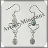 LABRADORITE - Boucles d'Oreilles Argent - 2 Cabochons (3 Etages) - Hameon - 25 mm - P014 Madagascar