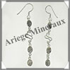 LABRADORITE - Boucles d'Oreilles Argent - 3 Cabochons (4 Etages) - Hameon - 50 mm - P015 Madagascar