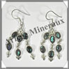 LABRADORITE - Boucles d'Oreilles Argent - 6 Cabochons (2 Etages) - Hameon - 45 mm - P021 Madagascar