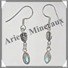 LABRADORITE - Boucles d'Oreilles Argent - 2 Cabochons (2 Etages) - Hameon - 25 mm - P023 Madagascar