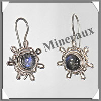 LABRADORITE - Boucles d'Oreilles Argent - Etoile - Dormeuse - 25x25 mm - P025
