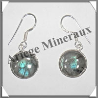 LABRADORITE - Boucles d'Oreilles Argent - Rond - Hameon - Diamtre : 15 mm - W002