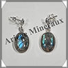 LABRADORITE - Boucles d'Oreilles Argent - Ovale - Clou - 15x10 mm - W003 Madagascar