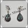 LABRADORITE - Boucles d'Oreilles Argent - Goutte - Clou - 15x10 mm - W005 Madagascar