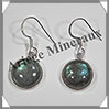 LABRADORITE - Boucles d'Oreilles Argent - Rond - Hameon - Diamtre : 13 mm - W006 Madagascar