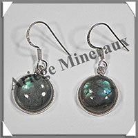 LABRADORITE - Boucles d'Oreilles Argent - Rond - Hameon - Diamtre : 13 mm - W006