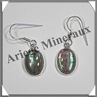LABRADORITE - Boucles d'Oreilles Argent - Ovale - Hameon - 15x10 mm - W007