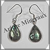 LABRADORITE - Boucles d'Oreilles Argent - Goutte - Hameon - 15x10 mm - W009 Madagascar