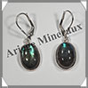 LABRADORITE - Boucles d'Oreilles Argent - Ovale - Dormeuse Ferme - 15x10 mm - W010 Madagascar