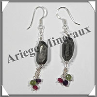 LABRADORITE - Boucles d'Oreilles Argent - Fantaisie - Hameon - 45x10 mm - W014