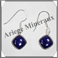 LAPIS LAZULI - Boucles d'Oreilles Argent - Losange - Hameon - 15x15 mm - P001