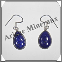 LAPIS LAZULI - Boucles d'Oreilles Argent - Goutte - Hameon - 18x10 mm - W001