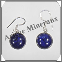 LAPIS LAZULI - Boucles d'Oreilles Argent - Rond - Hameon - Diamtre : 15 mm - W002