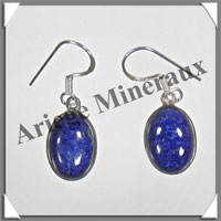 LAPIS LAZULI - Boucles d'Oreilles Argent - Ovale - Hameon - 18x10 mm - W003