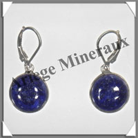LAPIS LAZULI - Boucles d'Oreilles Argent - Rond - Dormeuse Ferme - Diamtre : 15 mm - W004