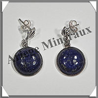 LAPIS LAZULI - Boucles d'Oreilles Argent - Rond - Clou - Diamtre : 15 mm - W005