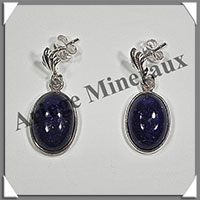 LAPIS LAZULI - Boucles d'Oreilles Argent - Ovale - Clou - 15x10 mm - W006