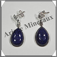 LAPIS LAZULI - Boucles d'Oreilles Argent - Goutte - Clou - 15x10 mm - W007