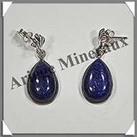 LAPIS LAZULI - Boucles d'Oreilles Argent - Goutte - Clou - 15x10 mm - W008
