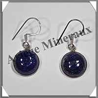 LAPIS LAZULI - Boucles d'Oreilles Argent - Rond - Hameon - Diamtre : 13 mm - W009