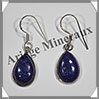 LAPIS LAZULI - Boucles d'Oreilles Argent - Goutte - Hameon - 21x11 mm - W010 Afghanistan