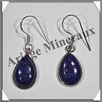 LAPIS LAZULI - Boucles d'Oreilles Argent - Goutte - Hameon - 21x11 mm - W010