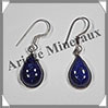 LAPIS LAZULI - Boucles d'Oreilles Argent - Goutte - Hameon - 15x10 mm - W011 Afghanistan